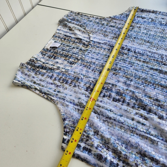 Chico's Multicolored Polyester Saharan Weave Sequin Soft Tank Top Size 2 LARGE - Picture 9 of 9